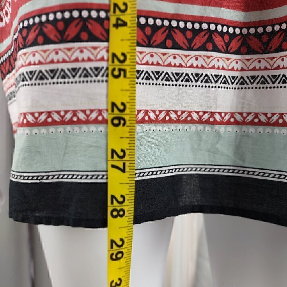 Ann Taylor Muted Red Clay Paisley Patterned Cotton Blend Bell Sleeve Top Size XL - Picture 6 of 12